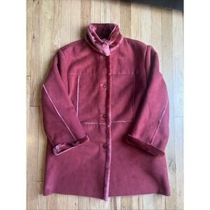 Jones New York Brown Faux Suede Jacket with Faux Fur Size medium